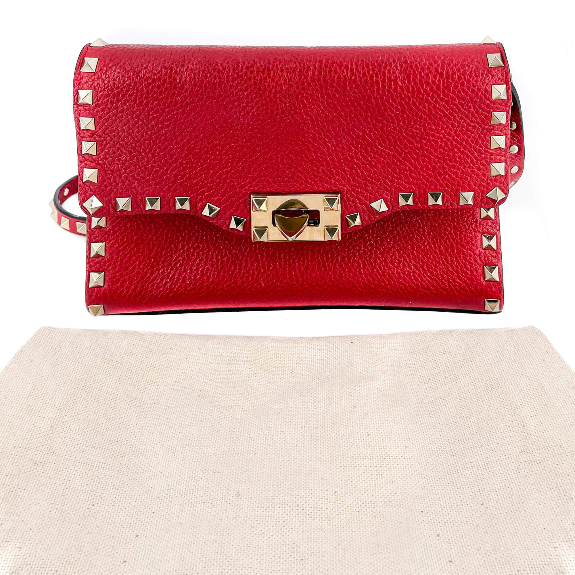 Rockstud Small in Red Grained Leather