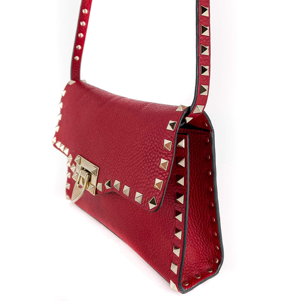 Rockstud Small in Red Grained Leather