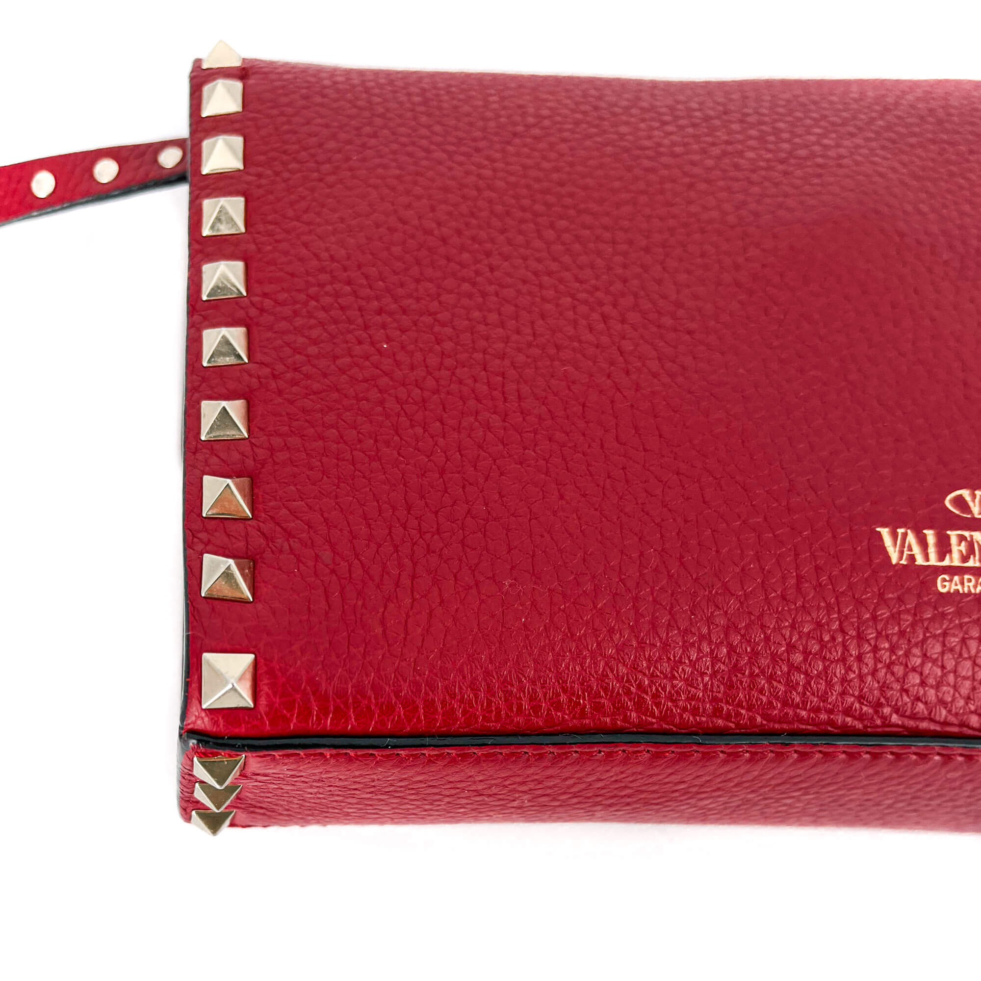 Rockstud Small in Red Grained Leather
