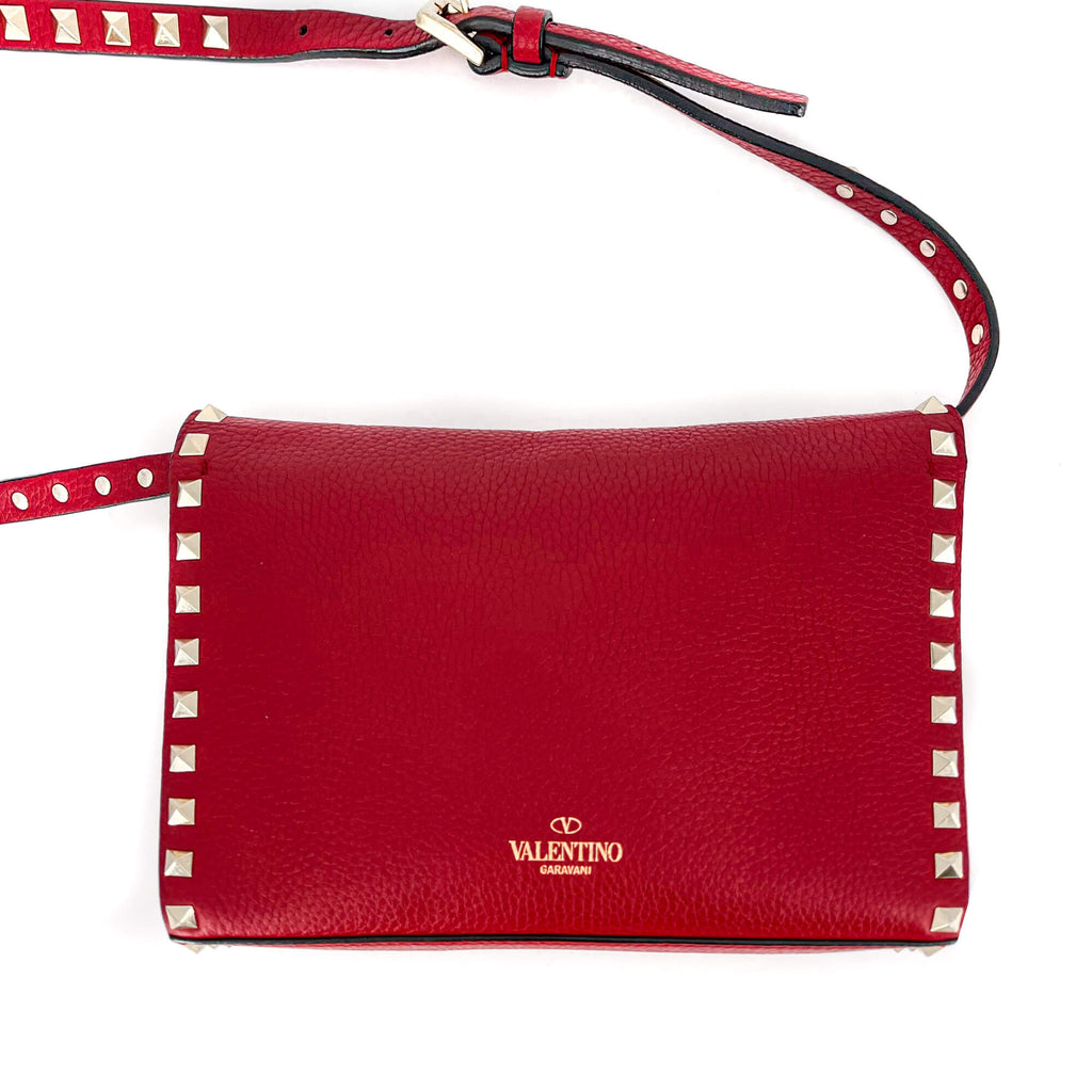 Rockstud Small in Red Grained Leather
