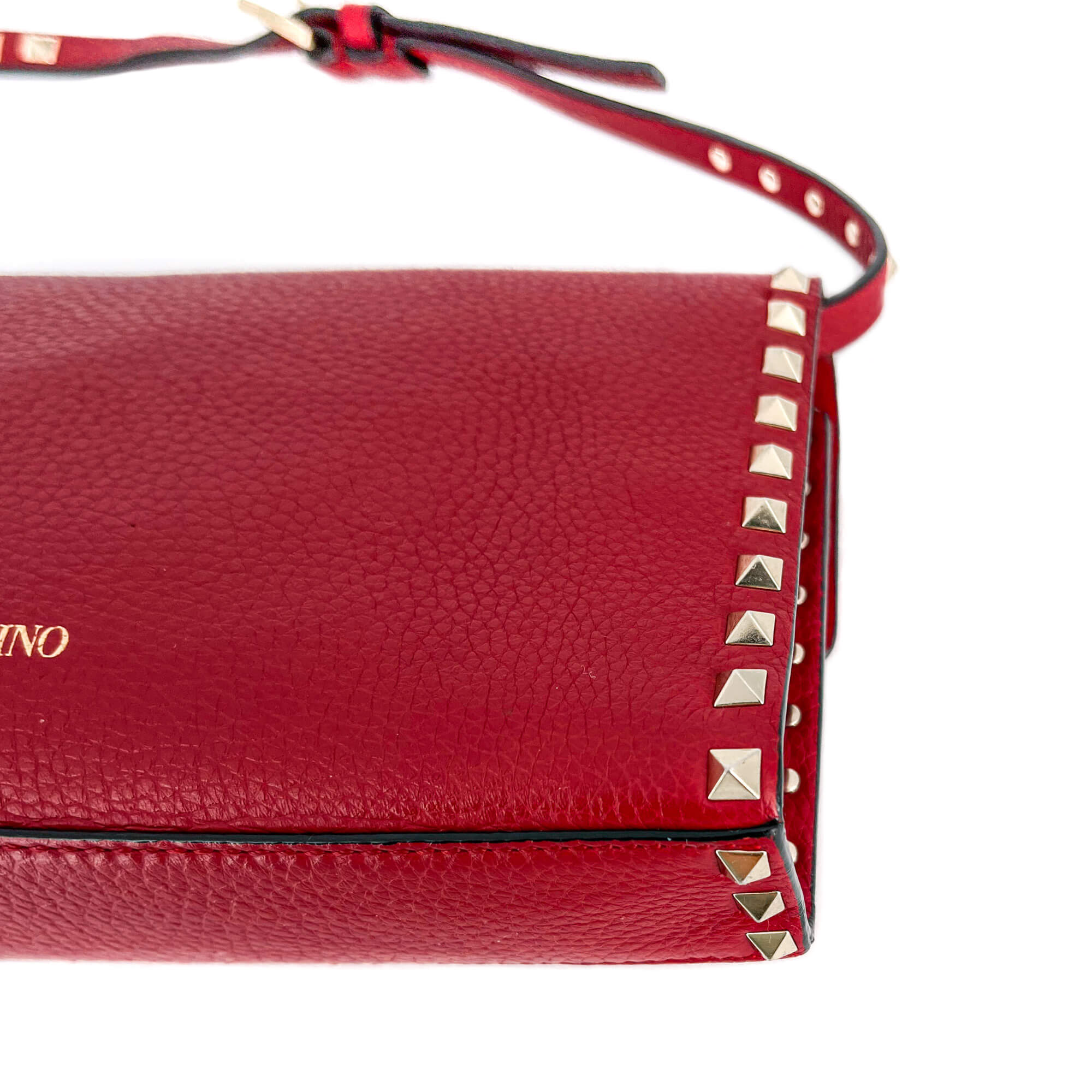 Rockstud Small in Red Grained Leather