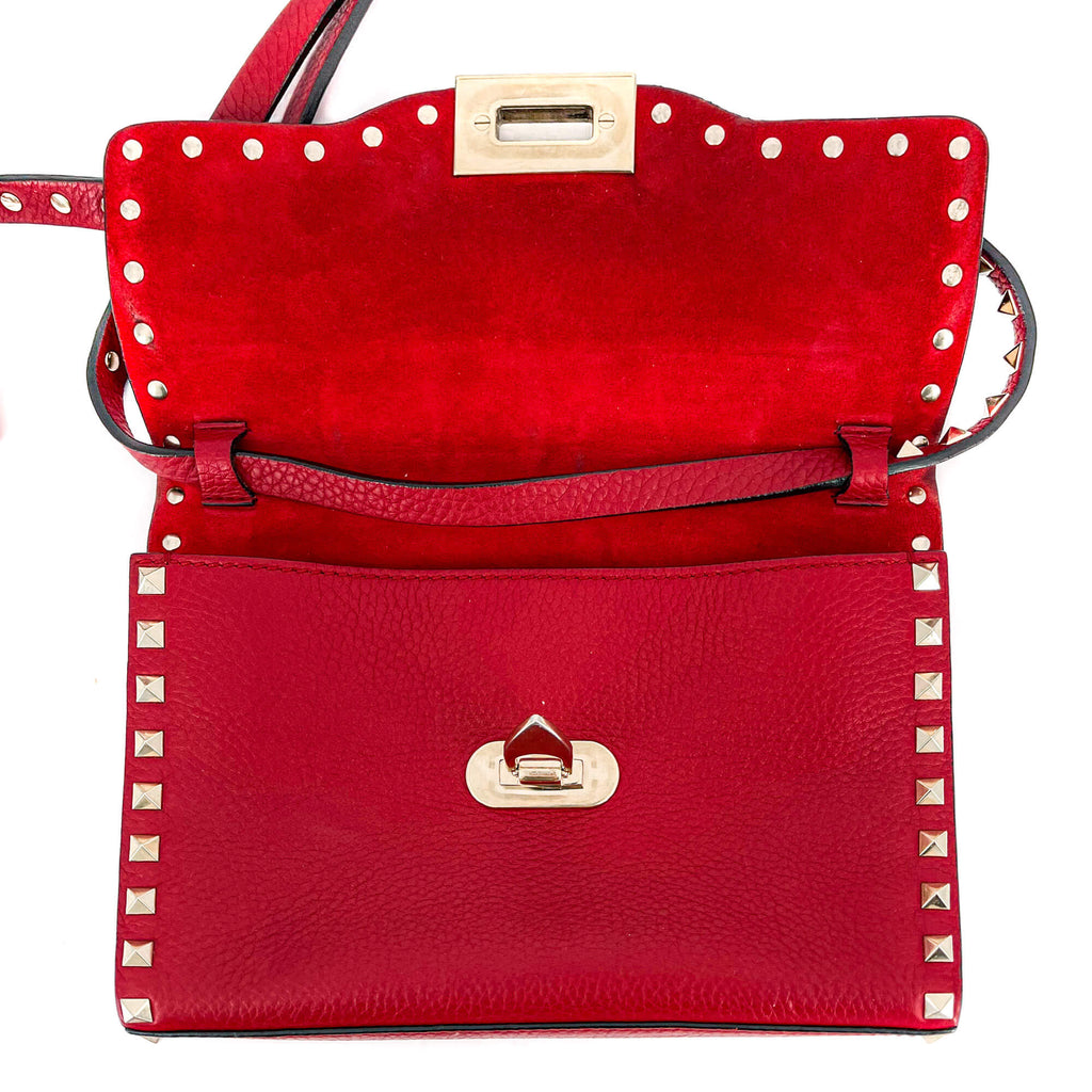 Rockstud Small in Red Grained Leather