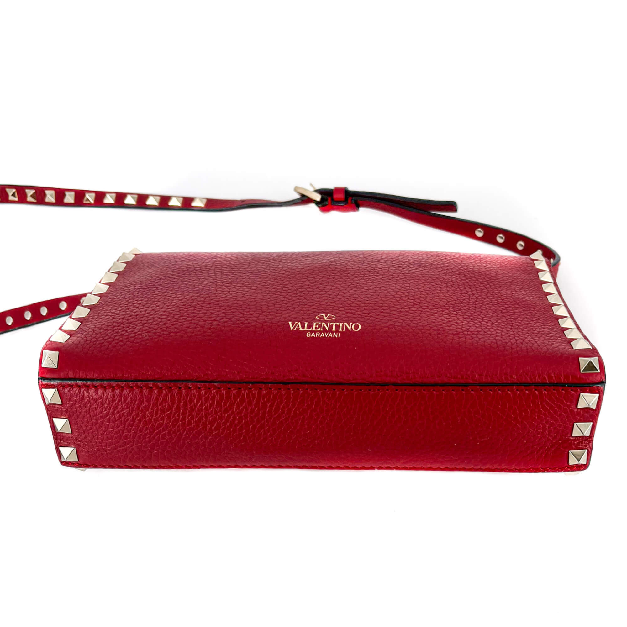 Rockstud Small in Red Grained Leather