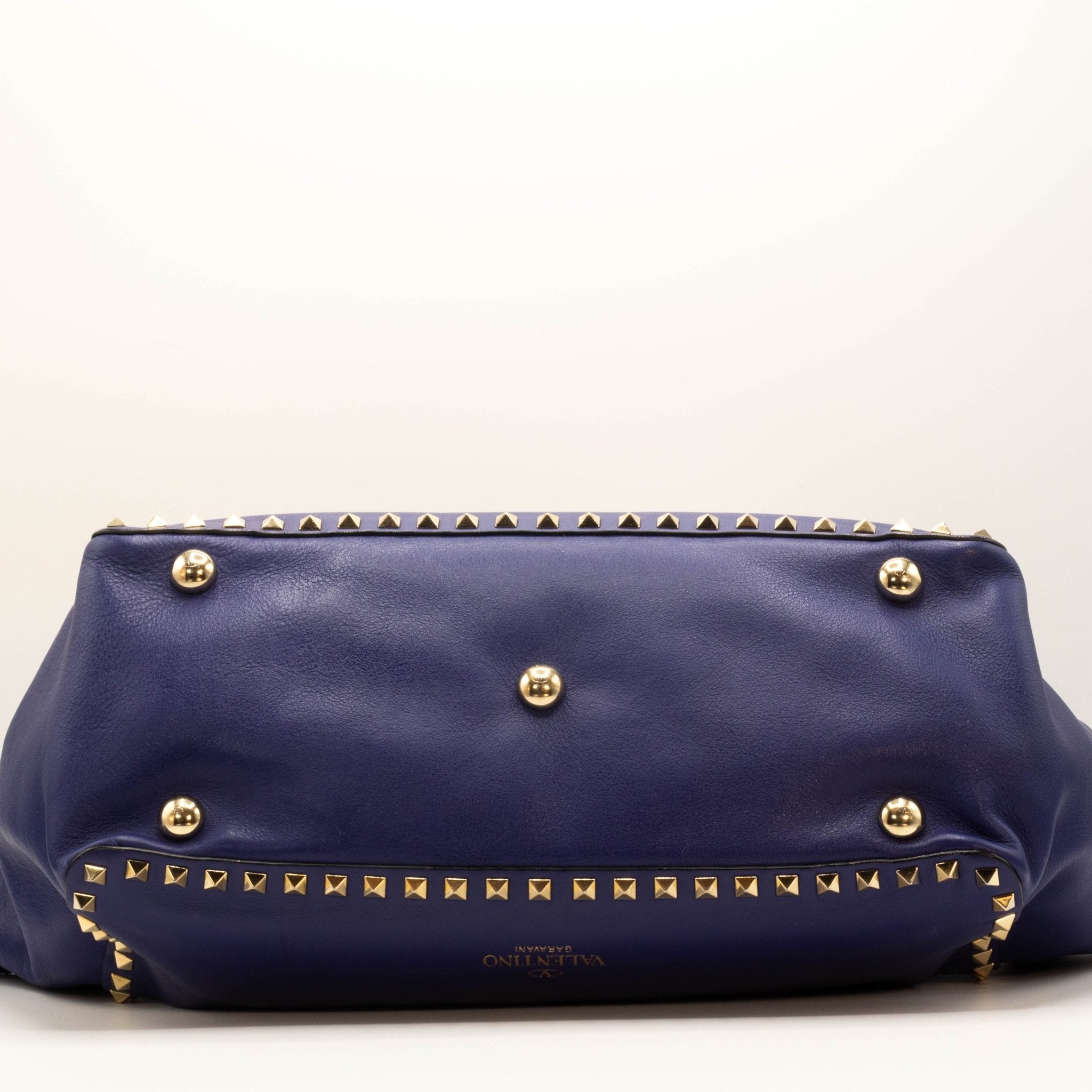 Rockstud Tote Blue Leather