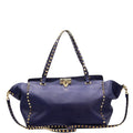Rockstud Tote Blue Leather