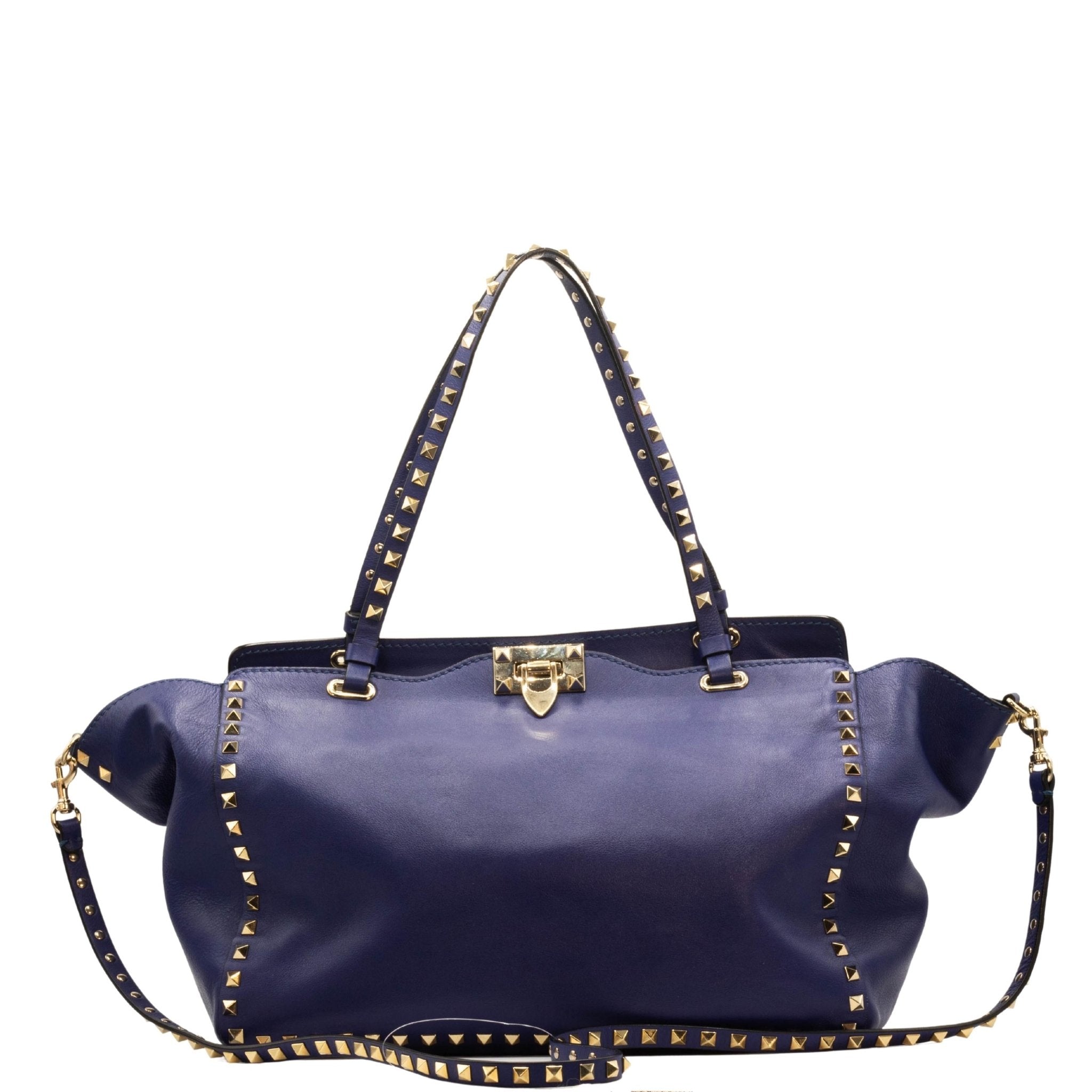 Rockstud Tote Blue Leather