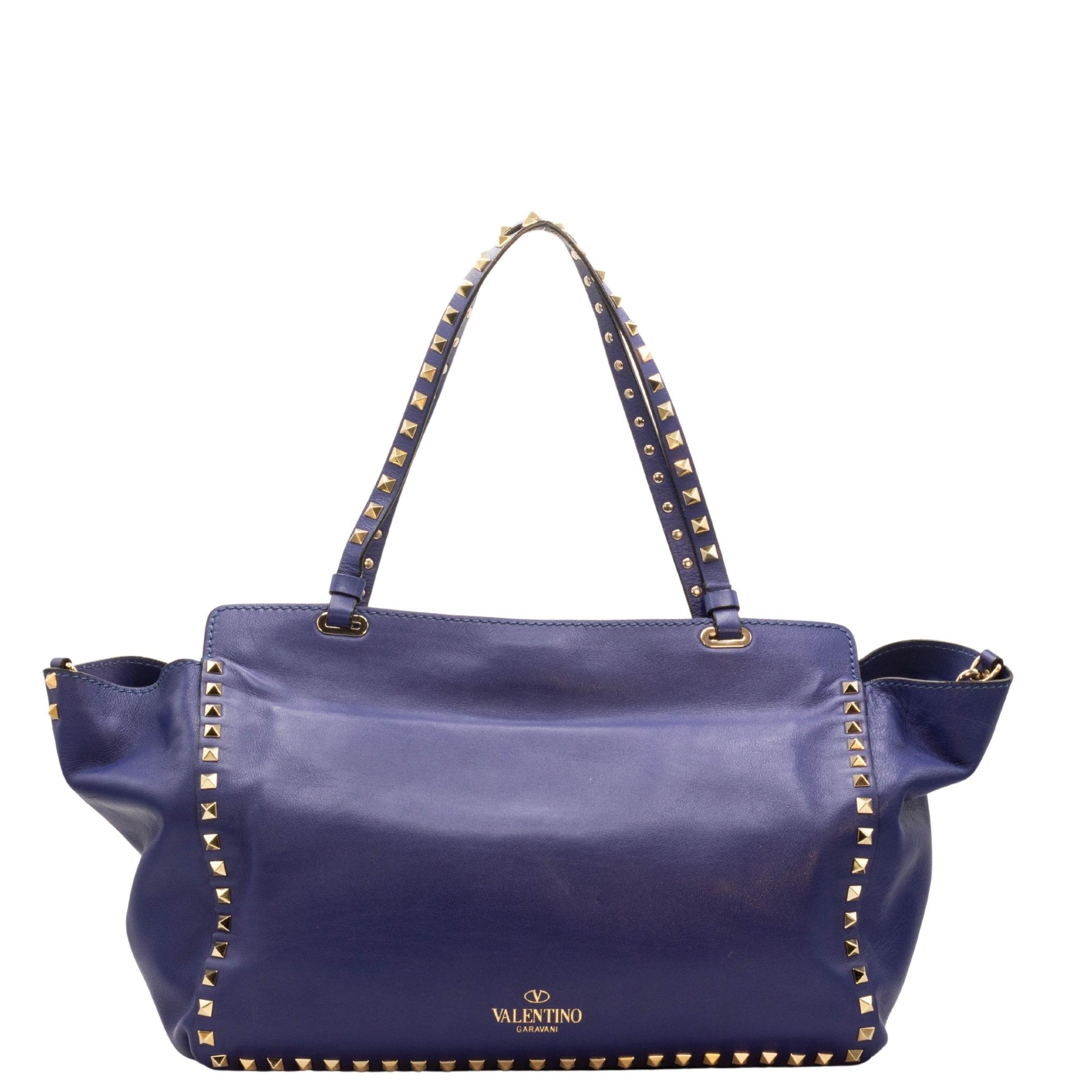 Rockstud Tote Blue Leather