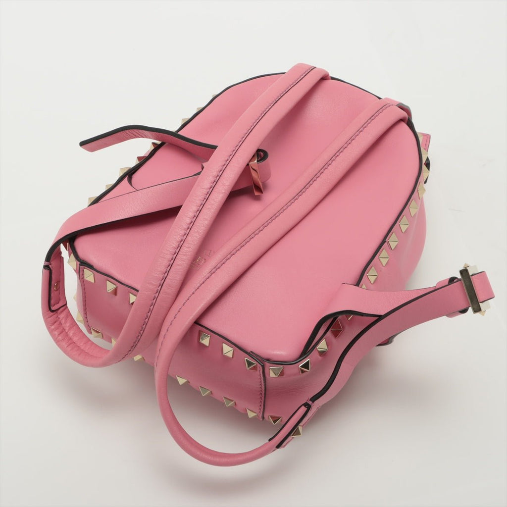 Rockstuds Leather Pink Backpack