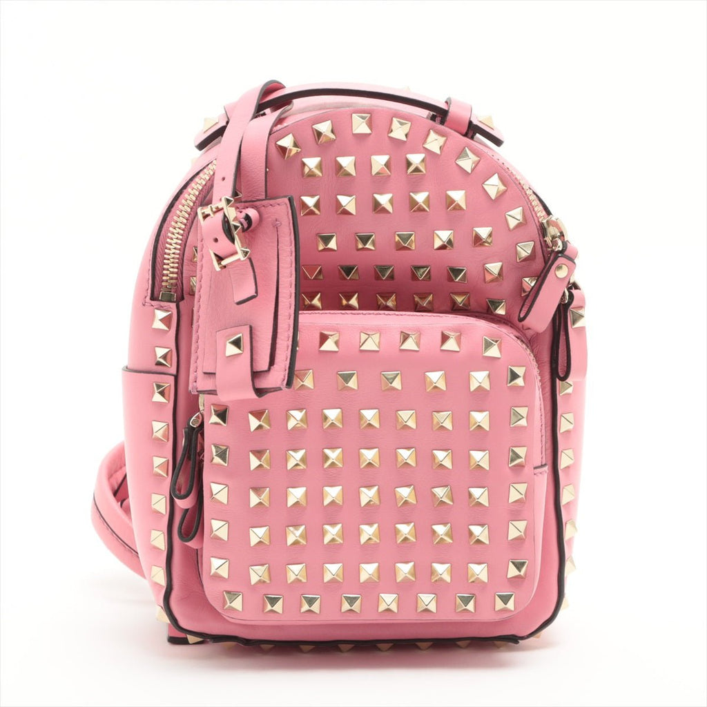 Rockstuds Leather Pink Backpack