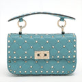 Small Rockstud Spike Nappa Leather 2way Shoulder Bag Blue