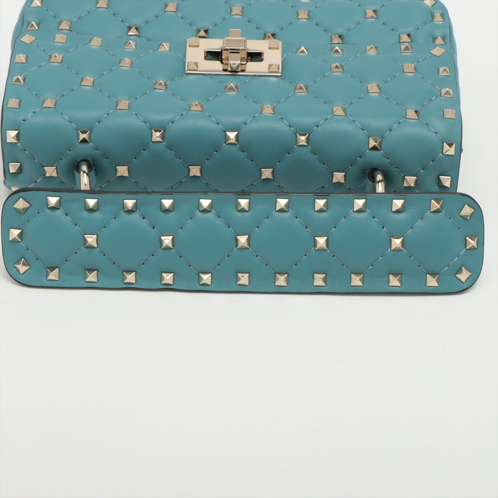 Small Rockstud Spike Nappa Leather 2way Shoulder Bag Blue