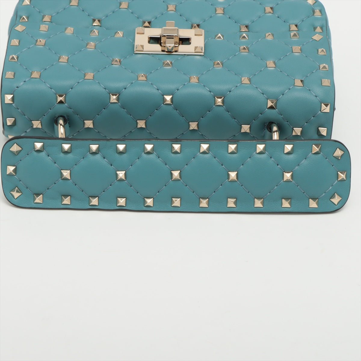 Small Rockstud Spike Nappa Leather 2way Shoulder Bag Blue
