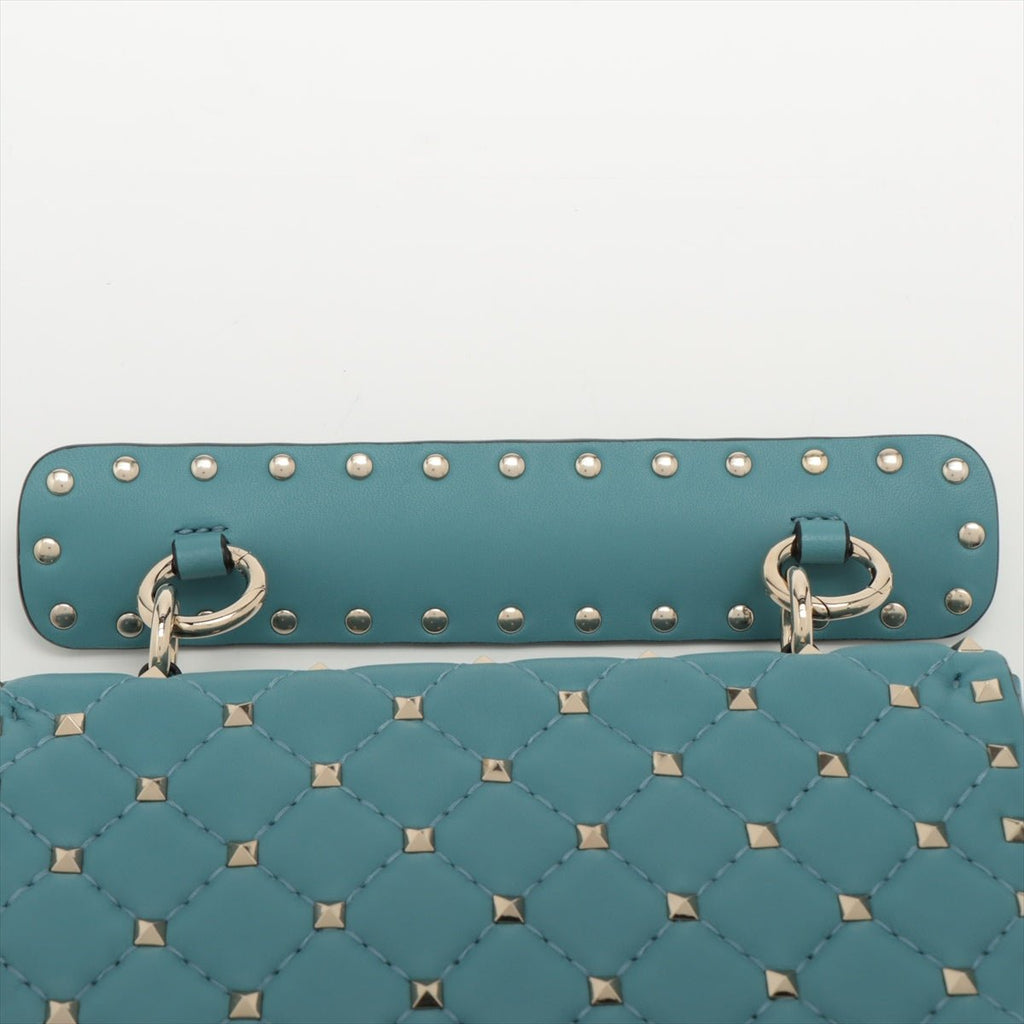 Small Rockstud Spike Nappa Leather 2way Shoulder Bag Blue