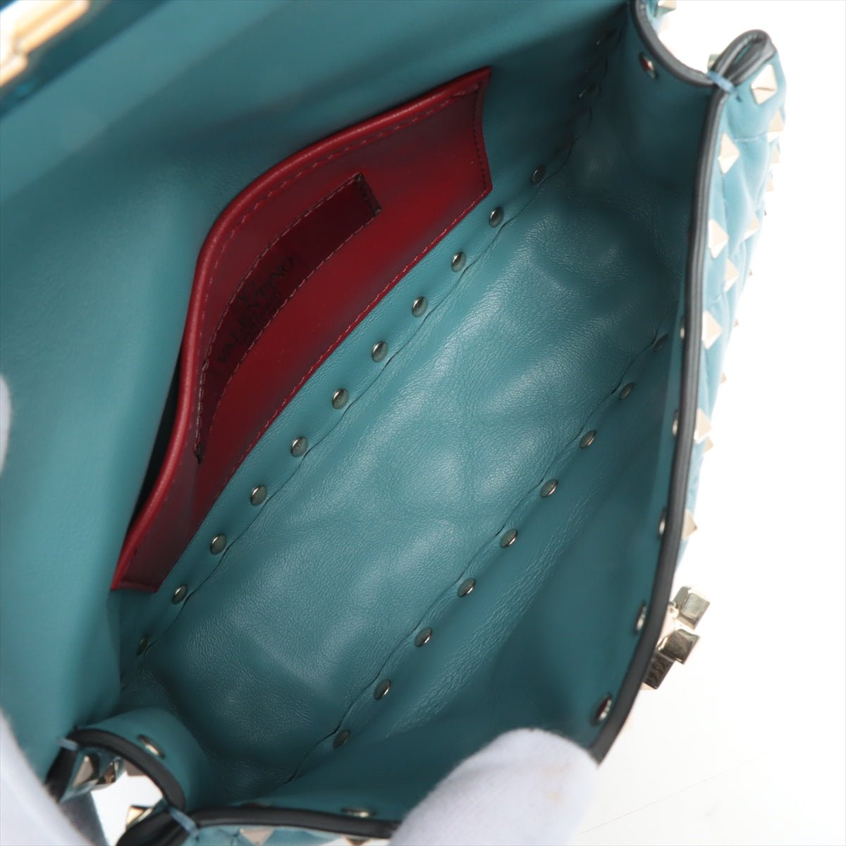 Small Rockstud Spike Nappa Leather 2way Shoulder Bag Blue