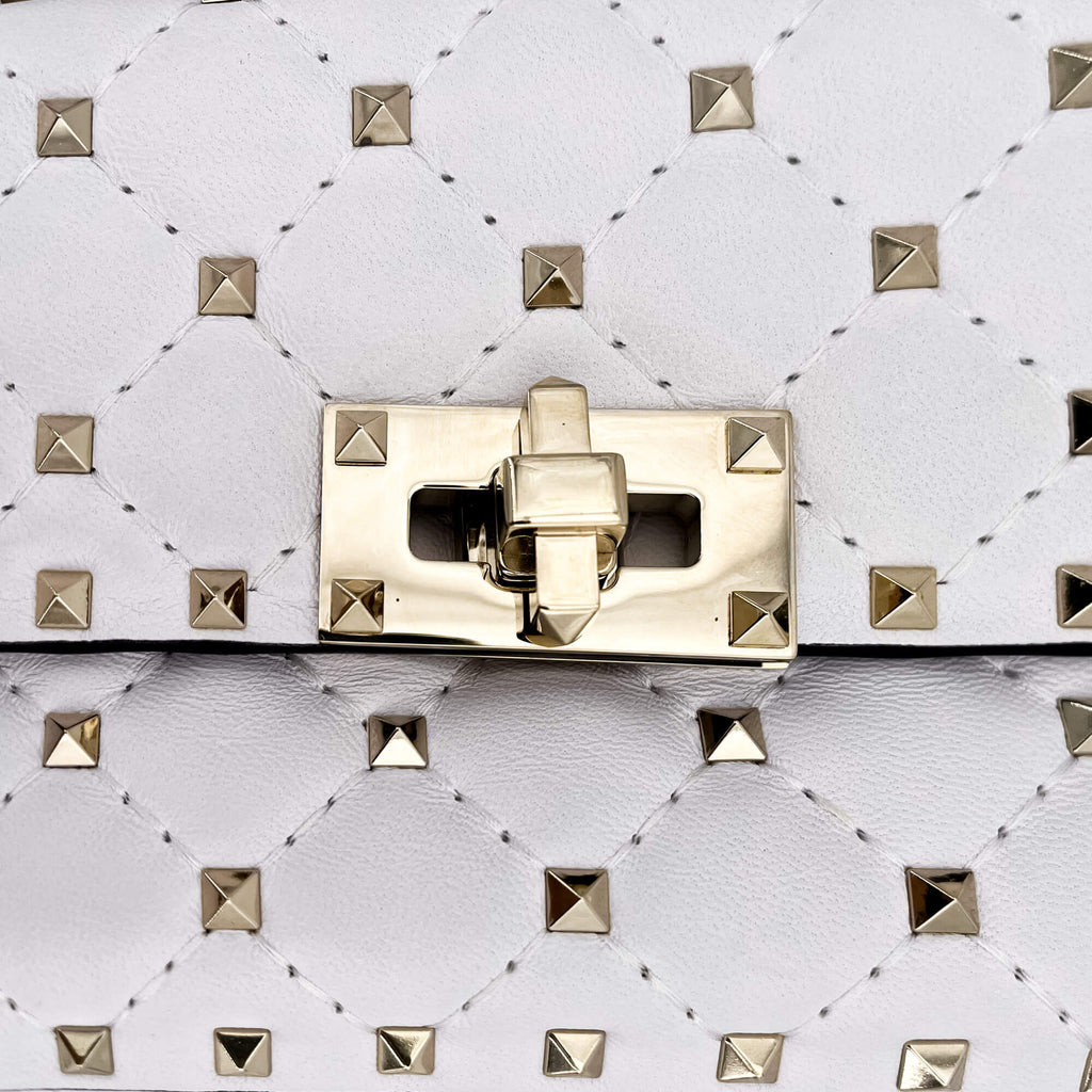 Small Rockstud Spike Nappa Leather 2way White