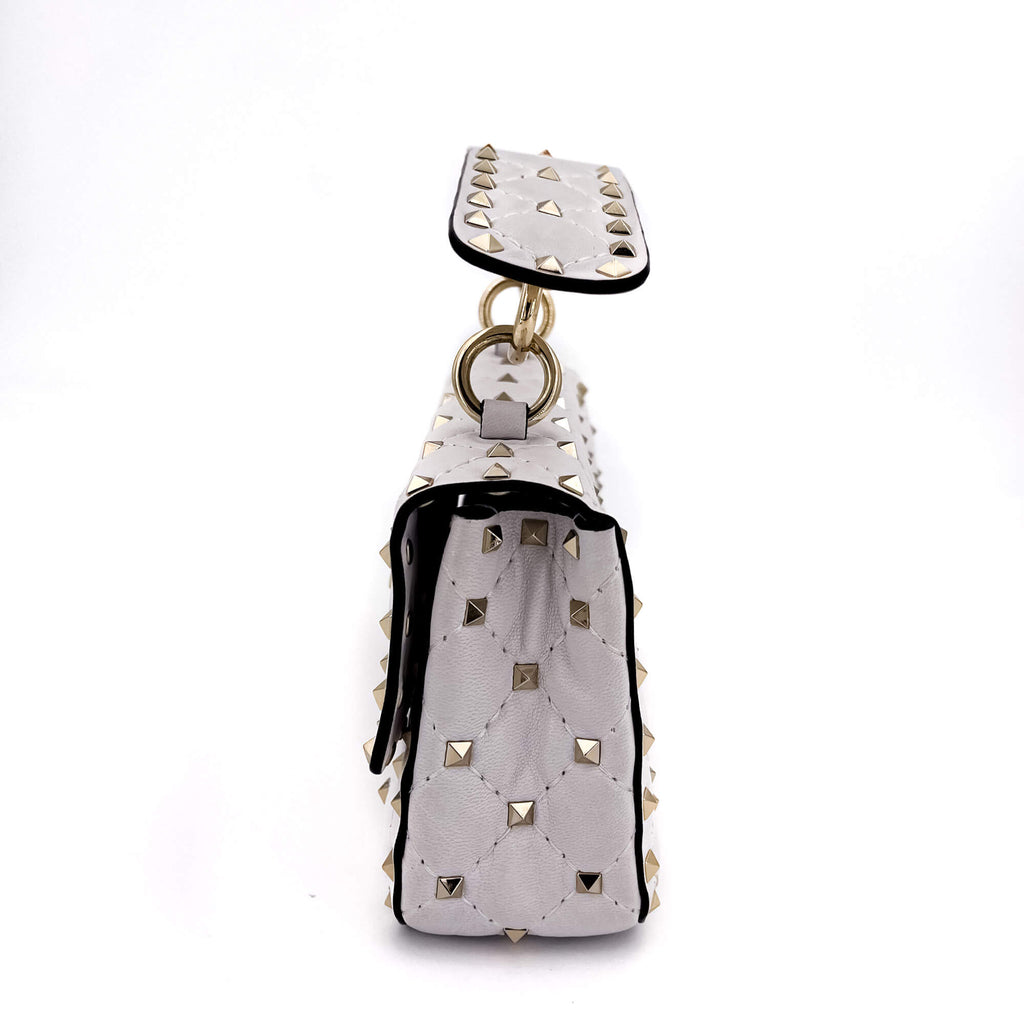 Small Rockstud Spike Nappa Leather 2way White
