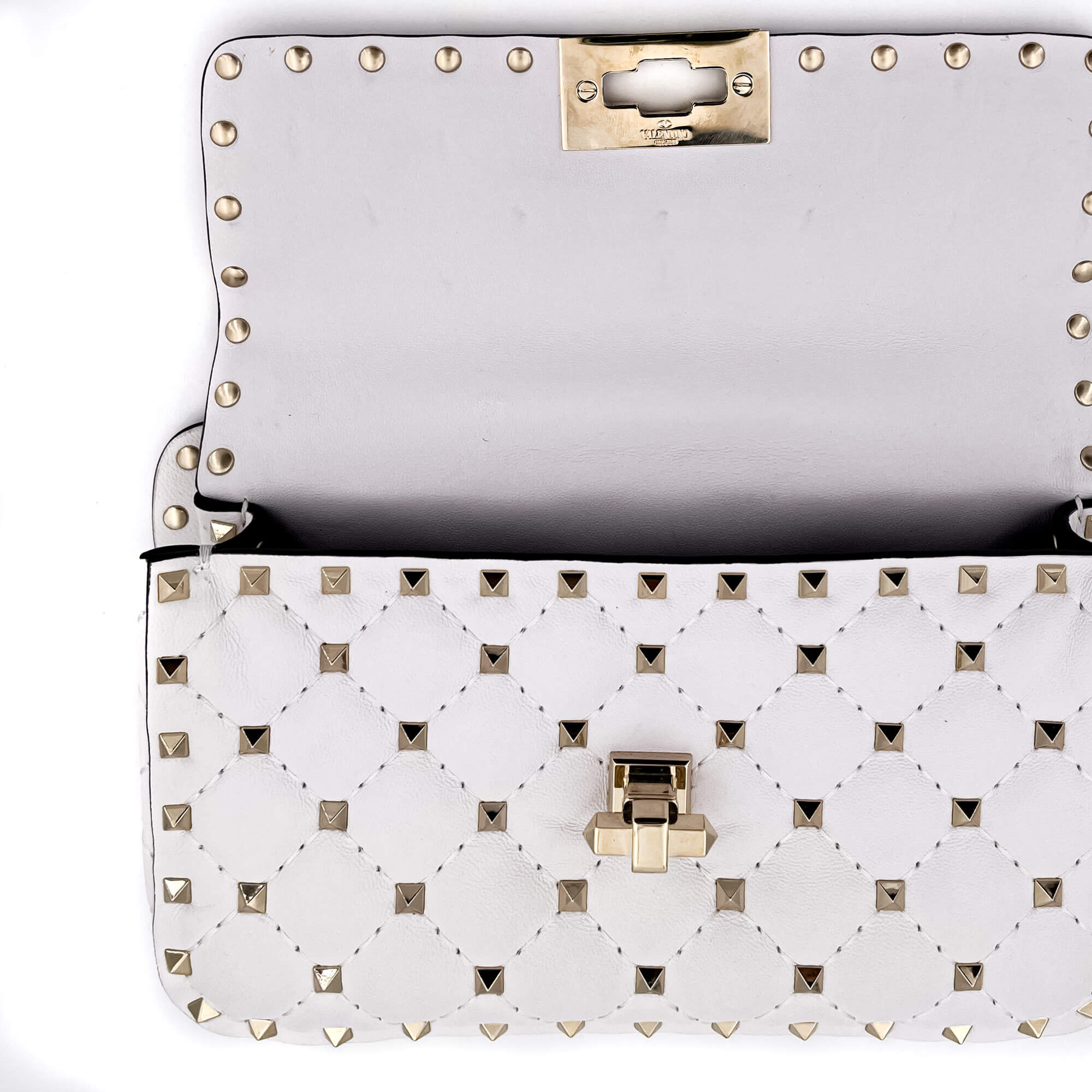 Small Rockstud Spike Nappa Leather 2way White