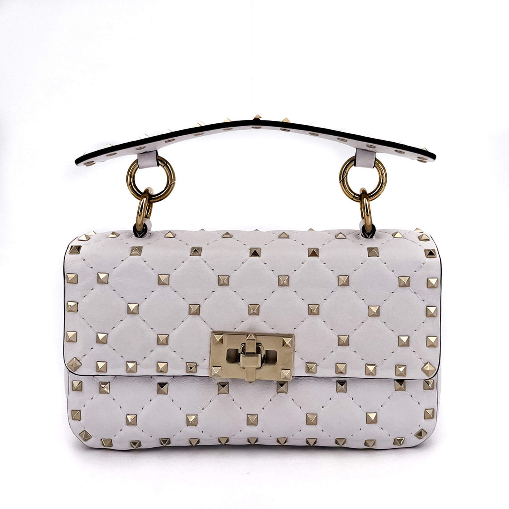 Small Rockstud Spike Nappa Leather 2way White