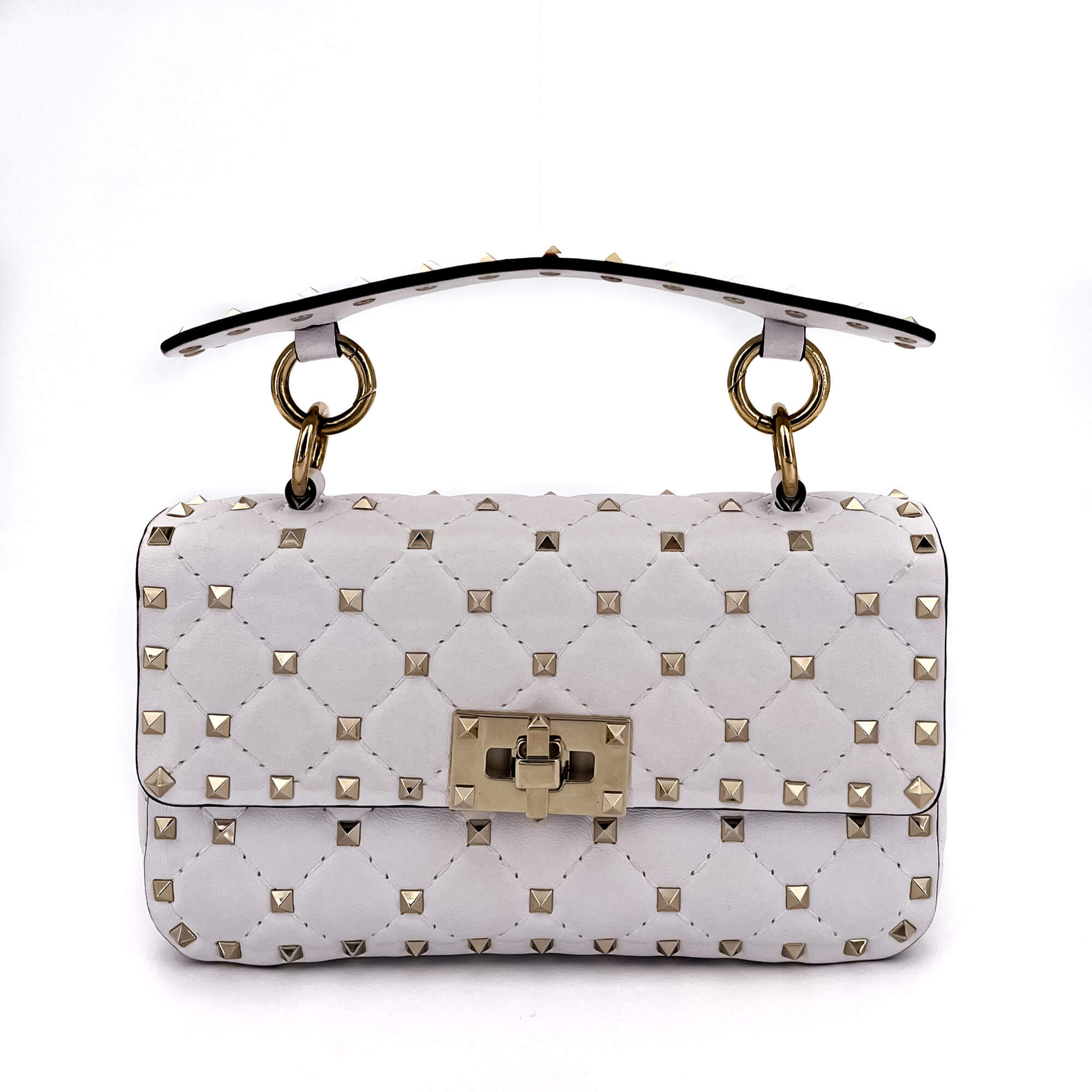Small Rockstud Spike Nappa Leather 2way White