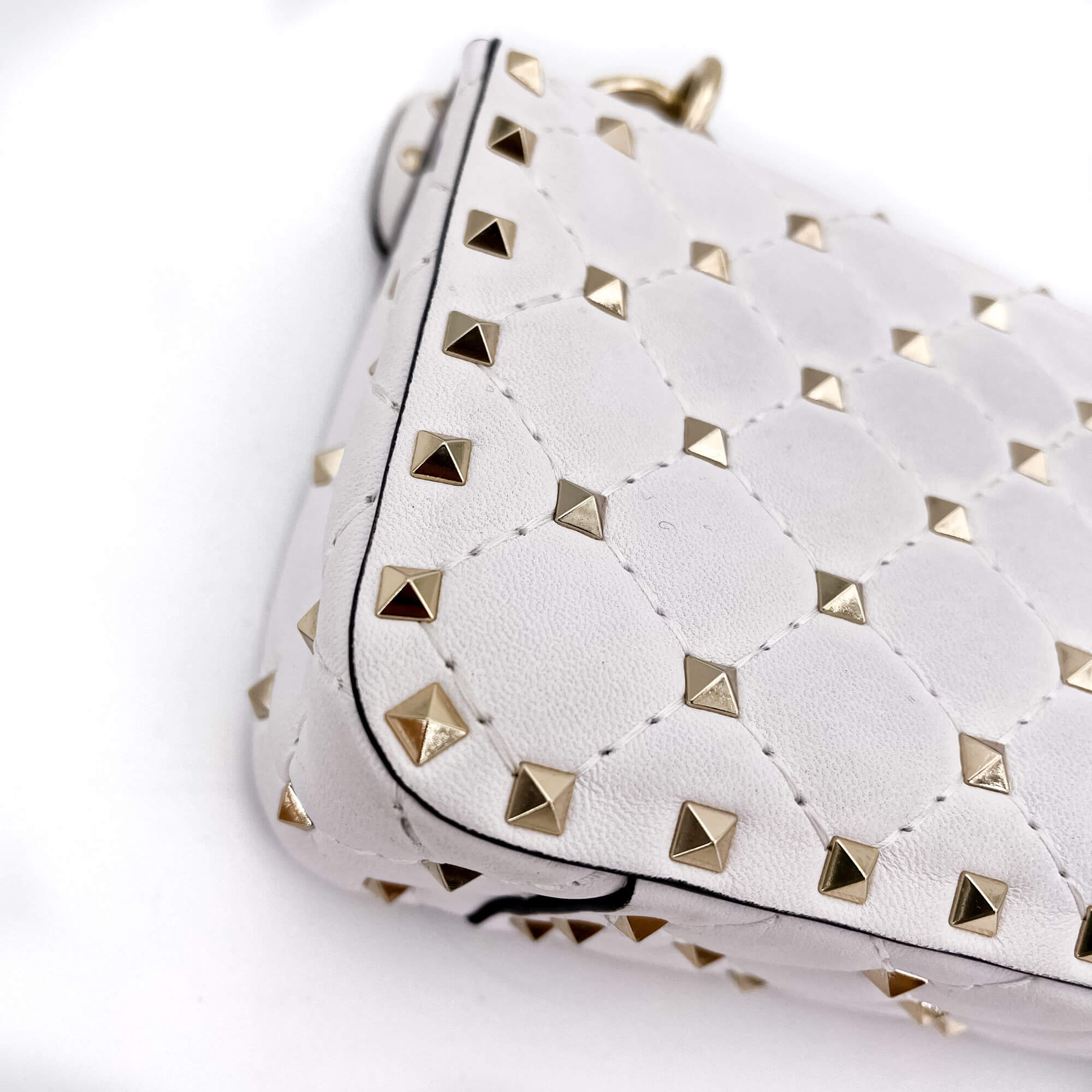 Small Rockstud Spike Nappa Leather 2way White