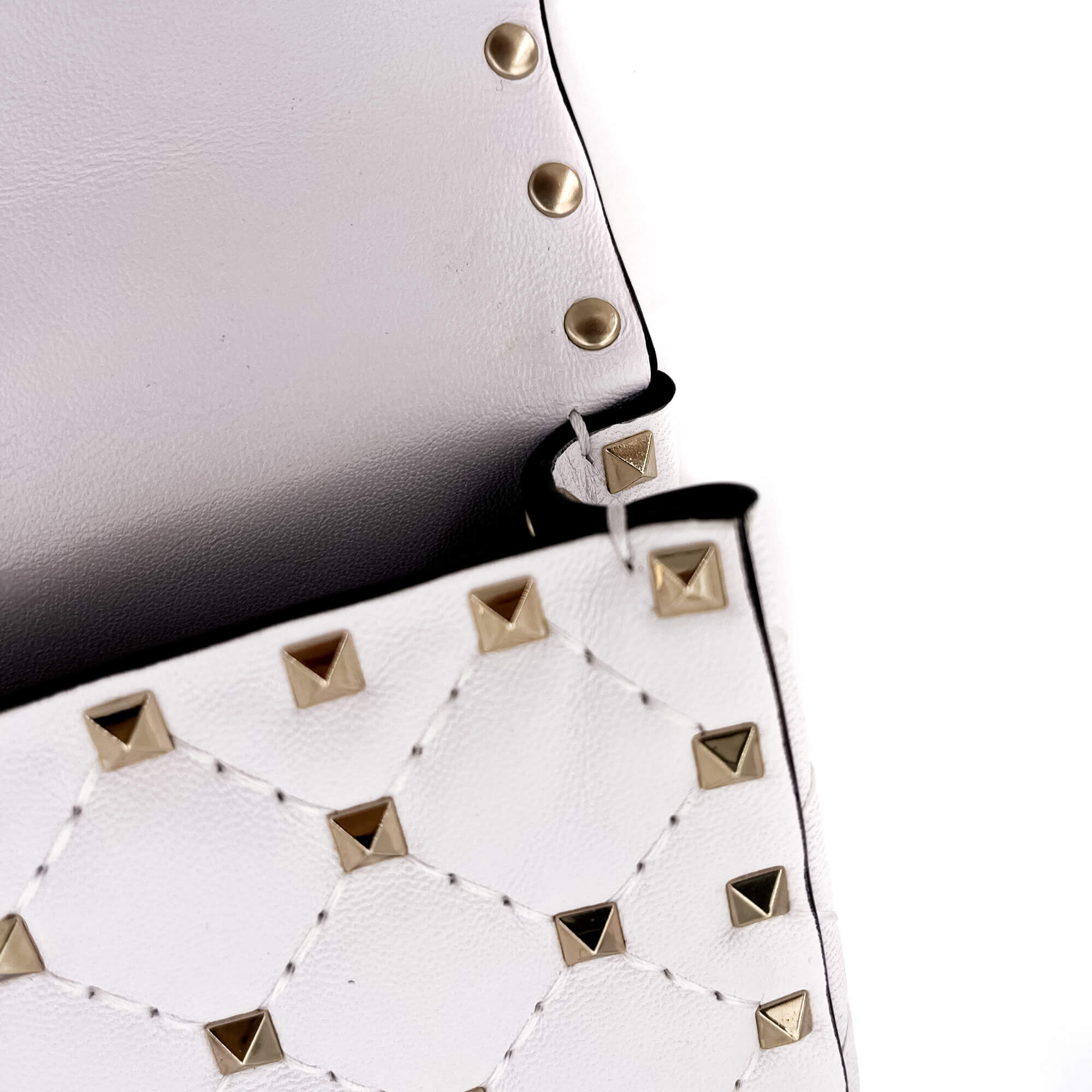 Small Rockstud Spike Nappa Leather 2way White