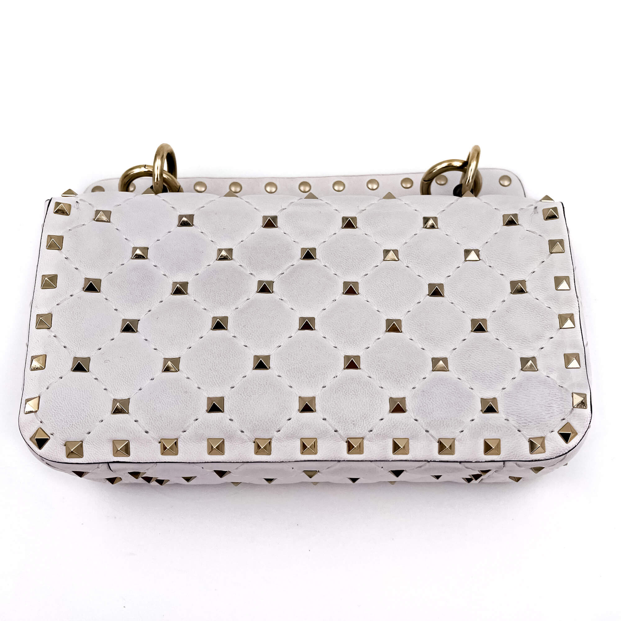 Small Rockstud Spike Nappa Leather 2way White