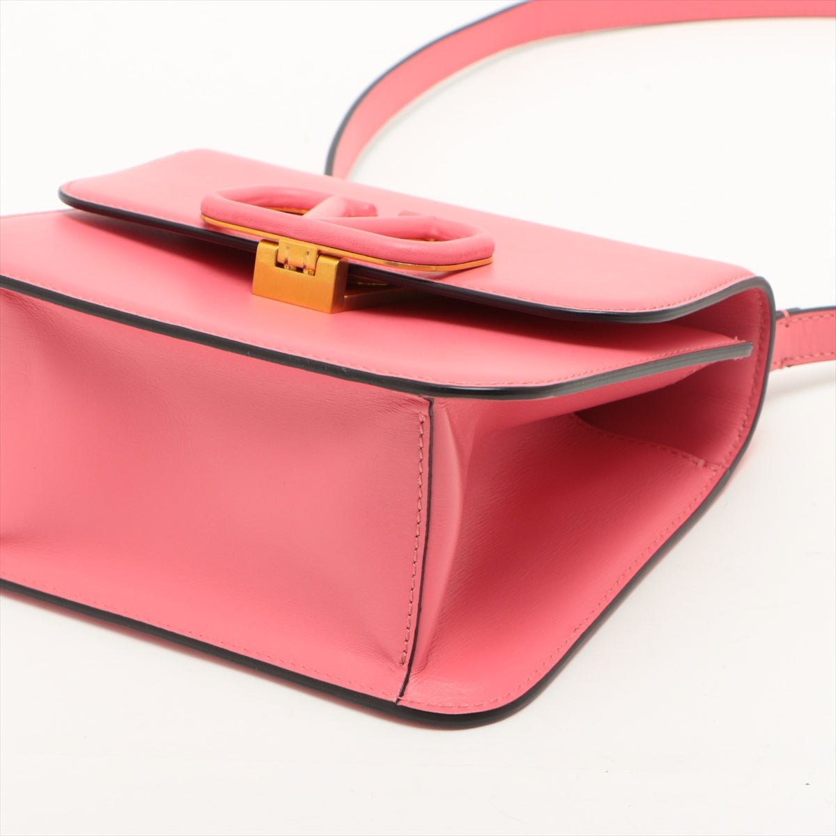 Small VSling Pink Grainy Calfskin Leather