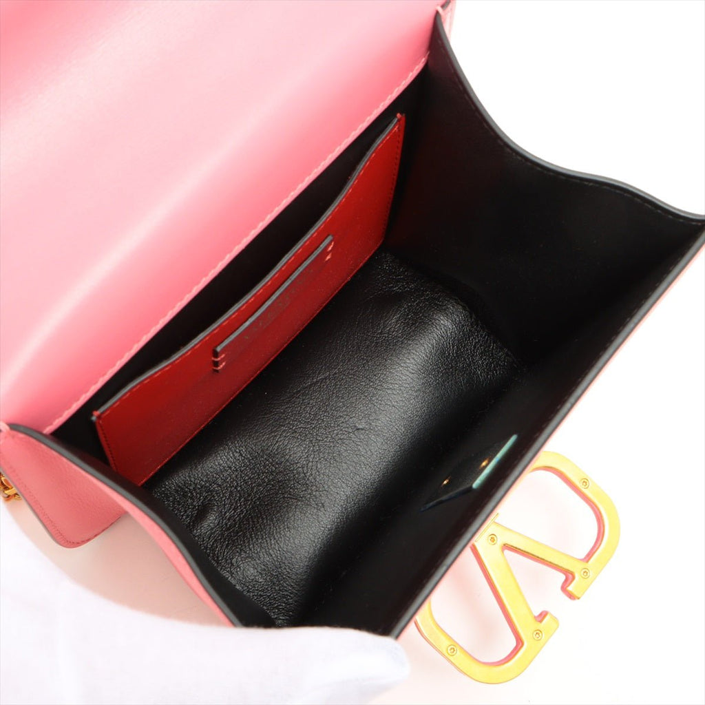 Small VSling Pink Grainy Calfskin Leather