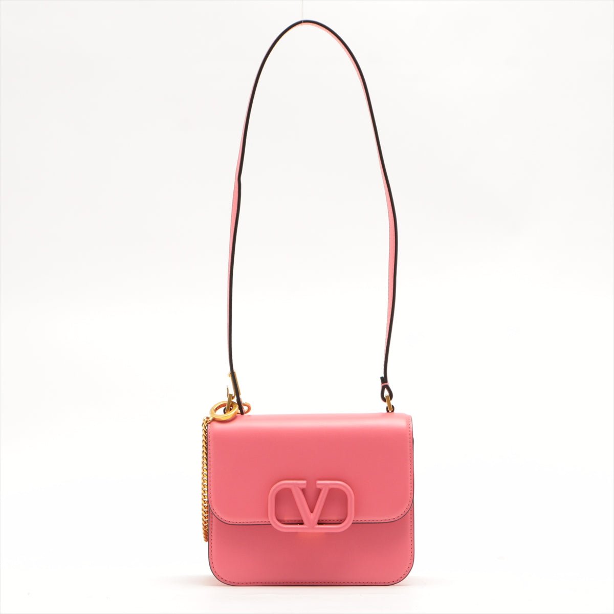 Small VSling Pink Grainy Calfskin Leather