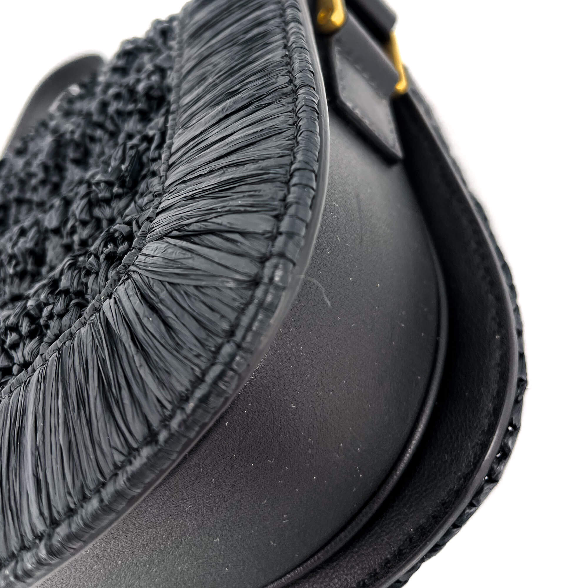 Supervee Black Raffia Shoulder Bag