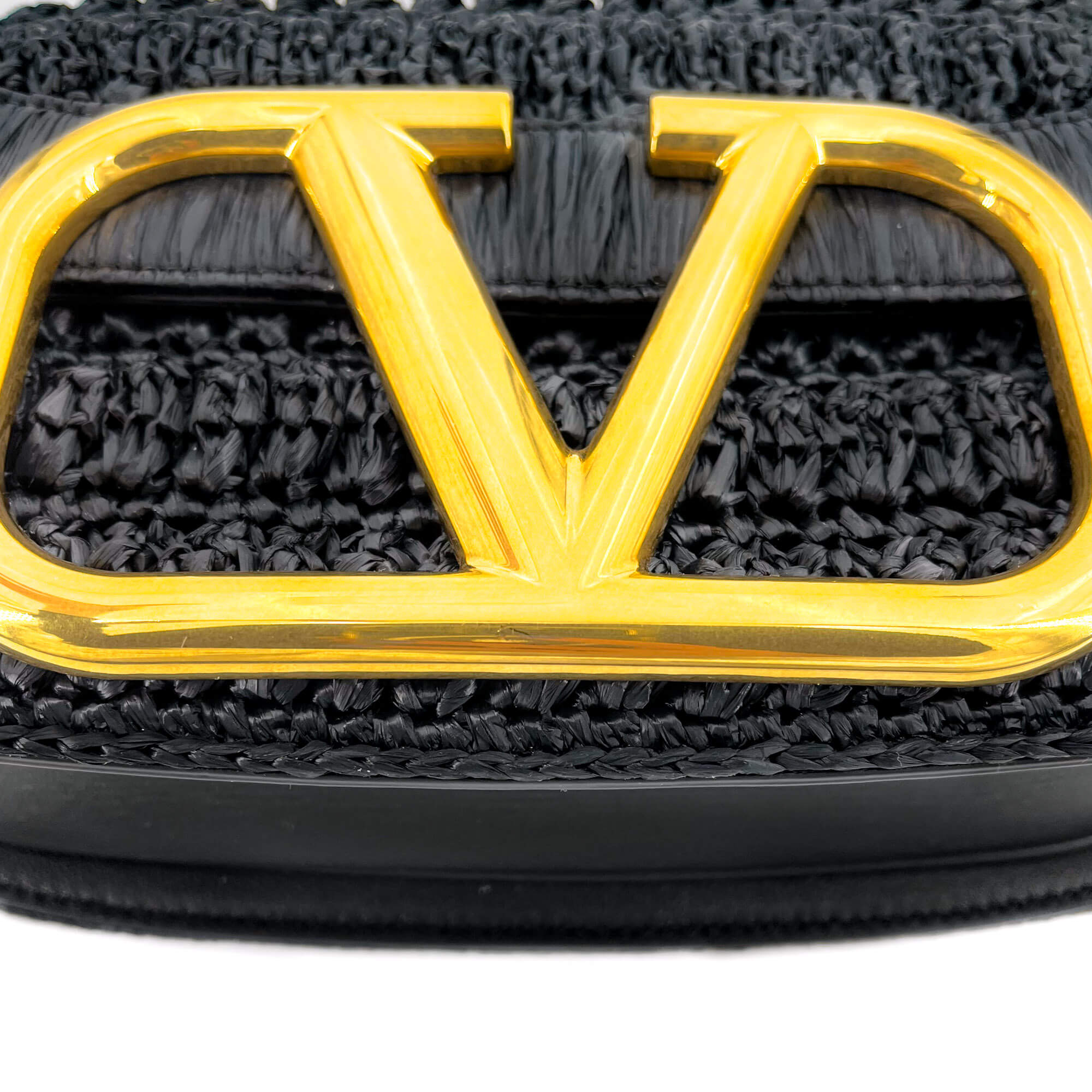 Supervee Black Raffia Shoulder Bag