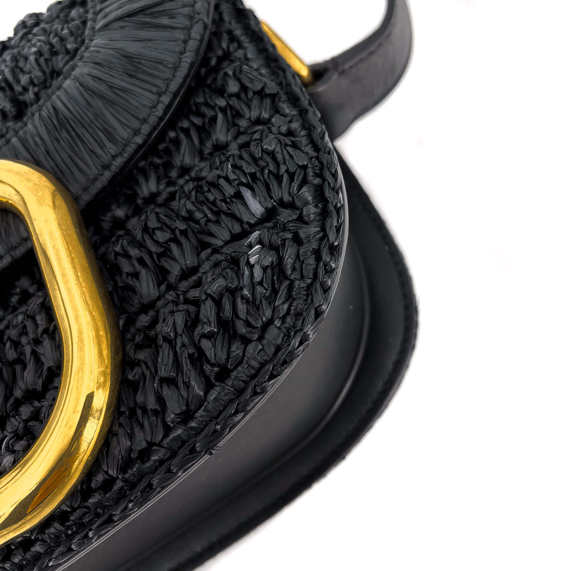Supervee Black Raffia Shoulder Bag