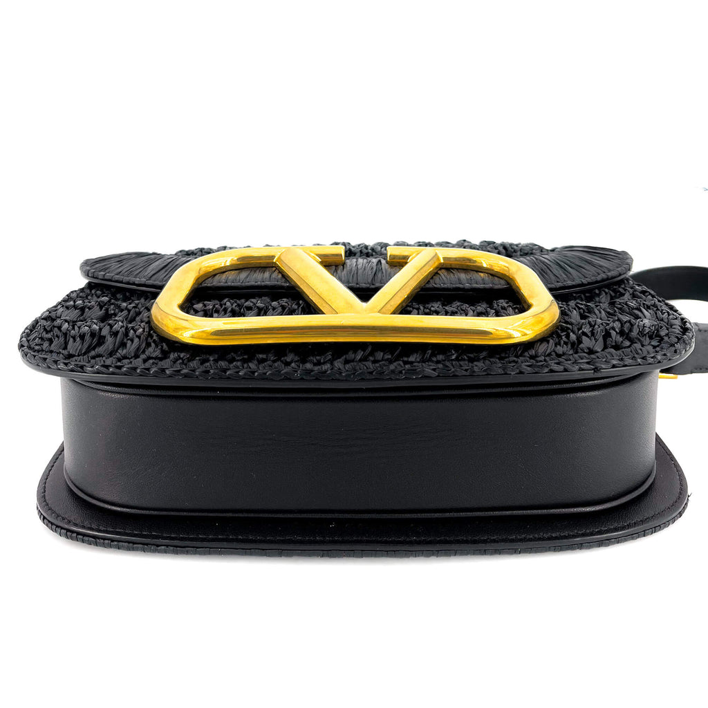 Supervee Black Raffia Shoulder Bag