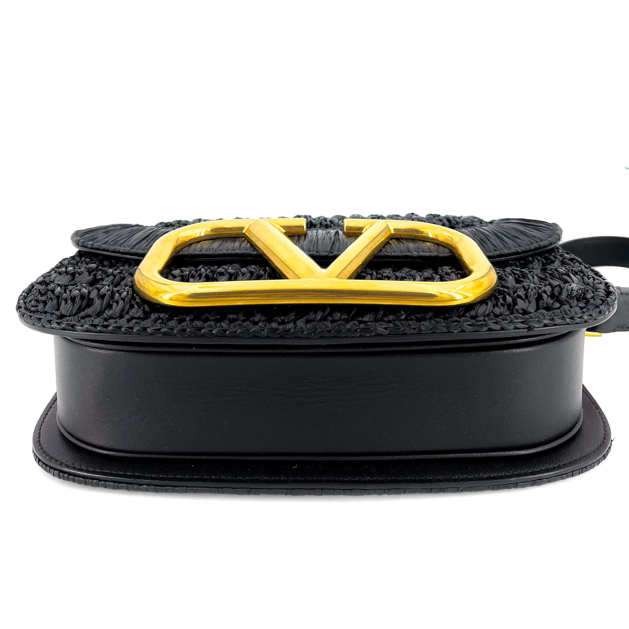 Supervee Black Raffia Shoulder Bag