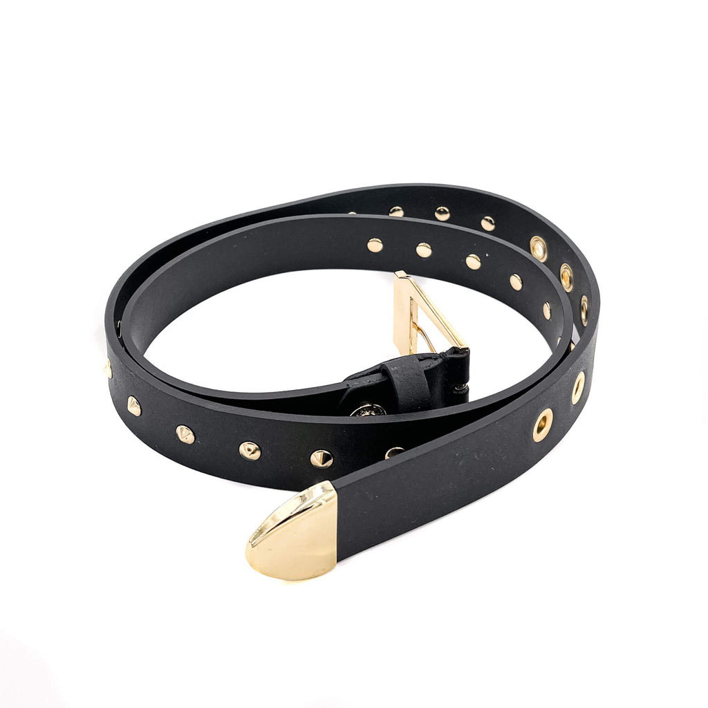 Studs Leather Black Belt