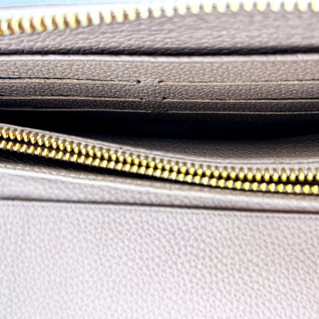 Zip-Around Wallet in Beige Leather