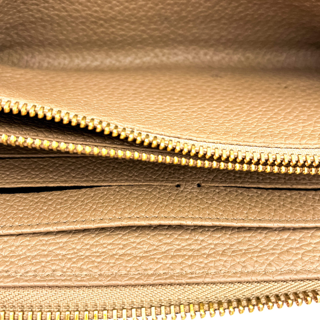 Zip-Around Wallet in Beige Leather