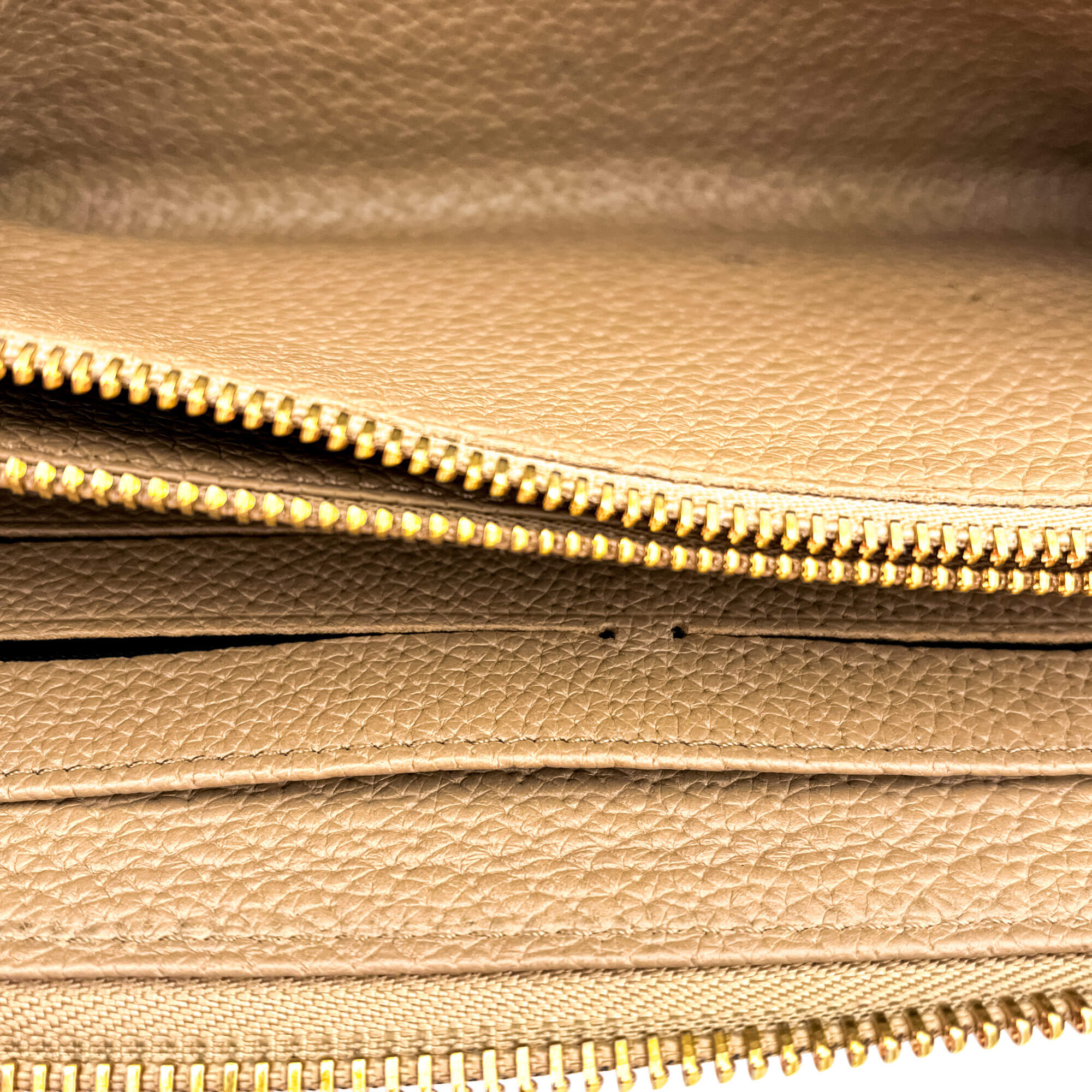 Zip-Around Wallet in Beige Leather