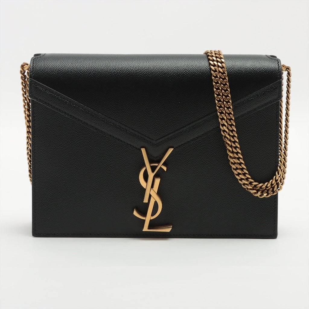 Cassandra Medium Leather Chain Black Envelope Bag