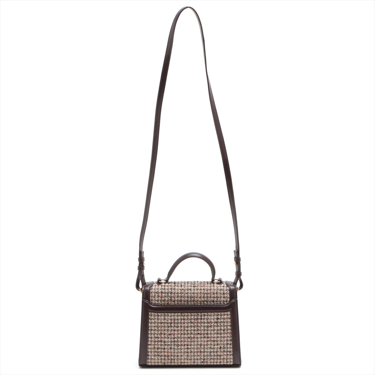 Cassandra Mini Tweed and Leather 2-Way Bag Brown
