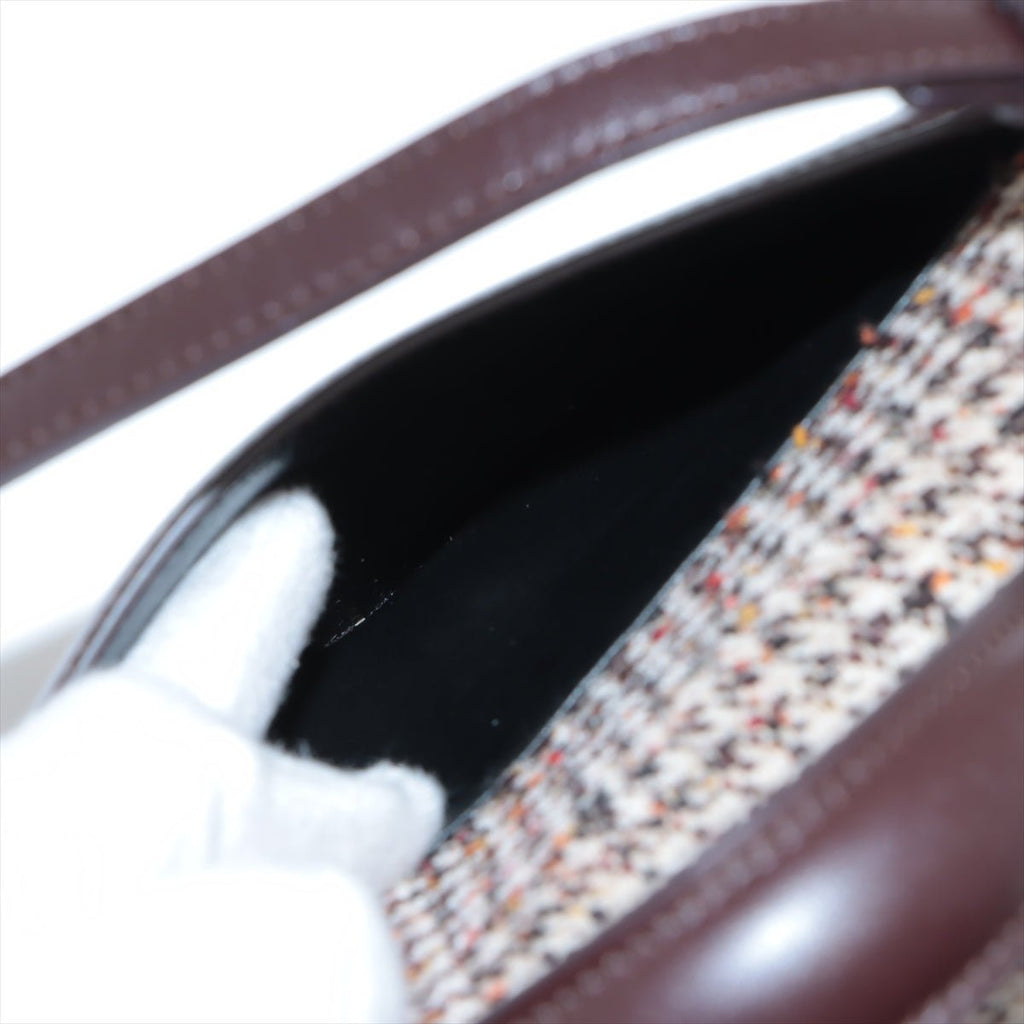 Cassandra Mini Tweed and Leather 2-Way Bag Brown