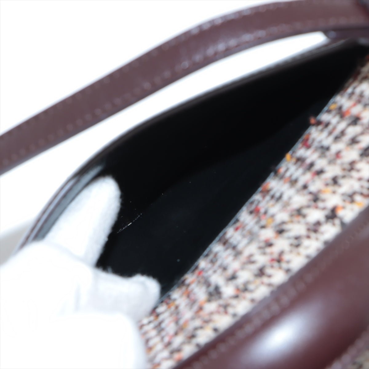 Cassandra Mini Tweed and Leather 2-Way Bag Brown