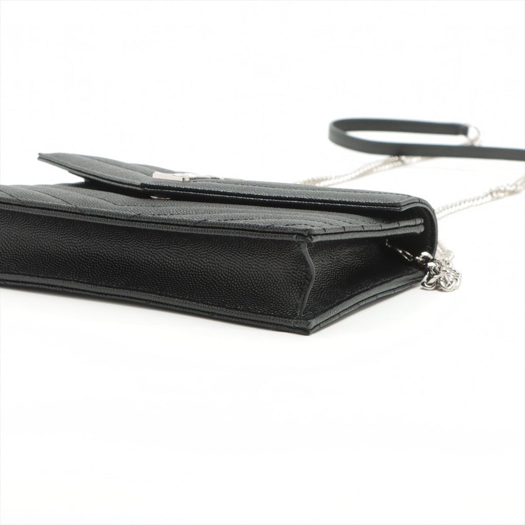 Cassandre Envelope Chain Leather Black Wallet on Chain