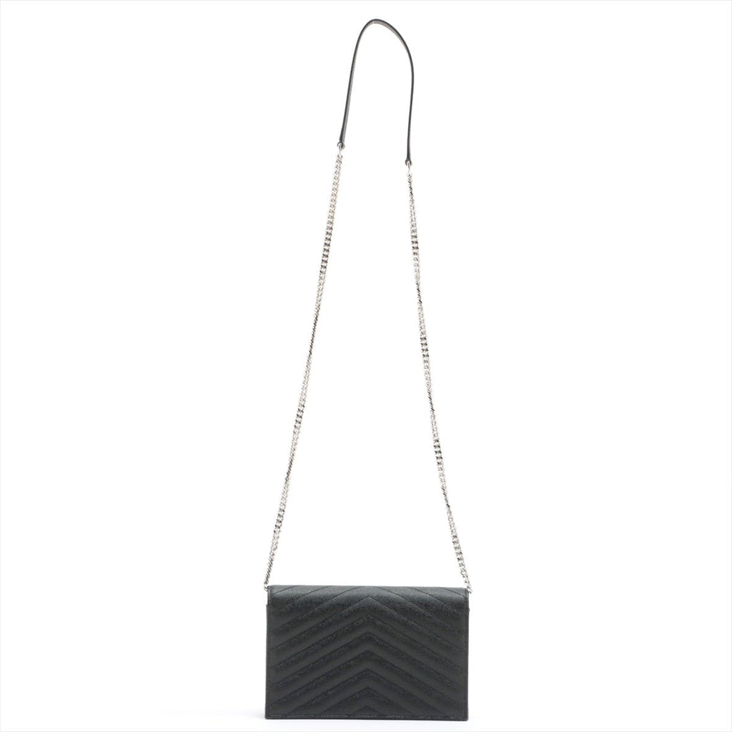 Cassandre Envelope Chain Leather Black Wallet on Chain
