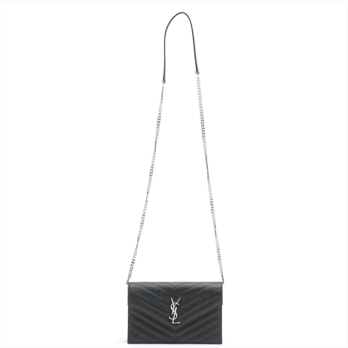 Cassandre Envelope Chain Leather Black Wallet on Chain