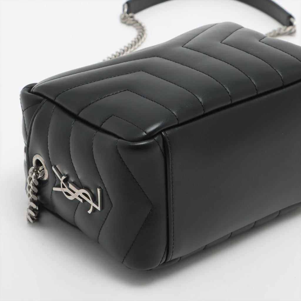 Chain Leather Black Bowler Bag