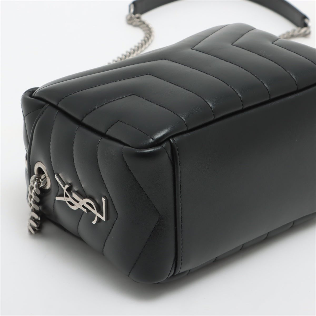 Chain Leather Black Bowler Bag