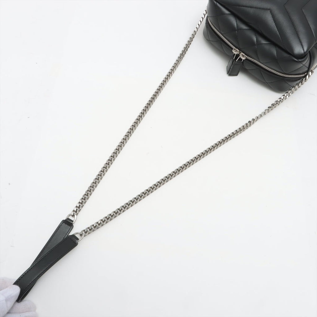Chain Leather Black Bowler Bag