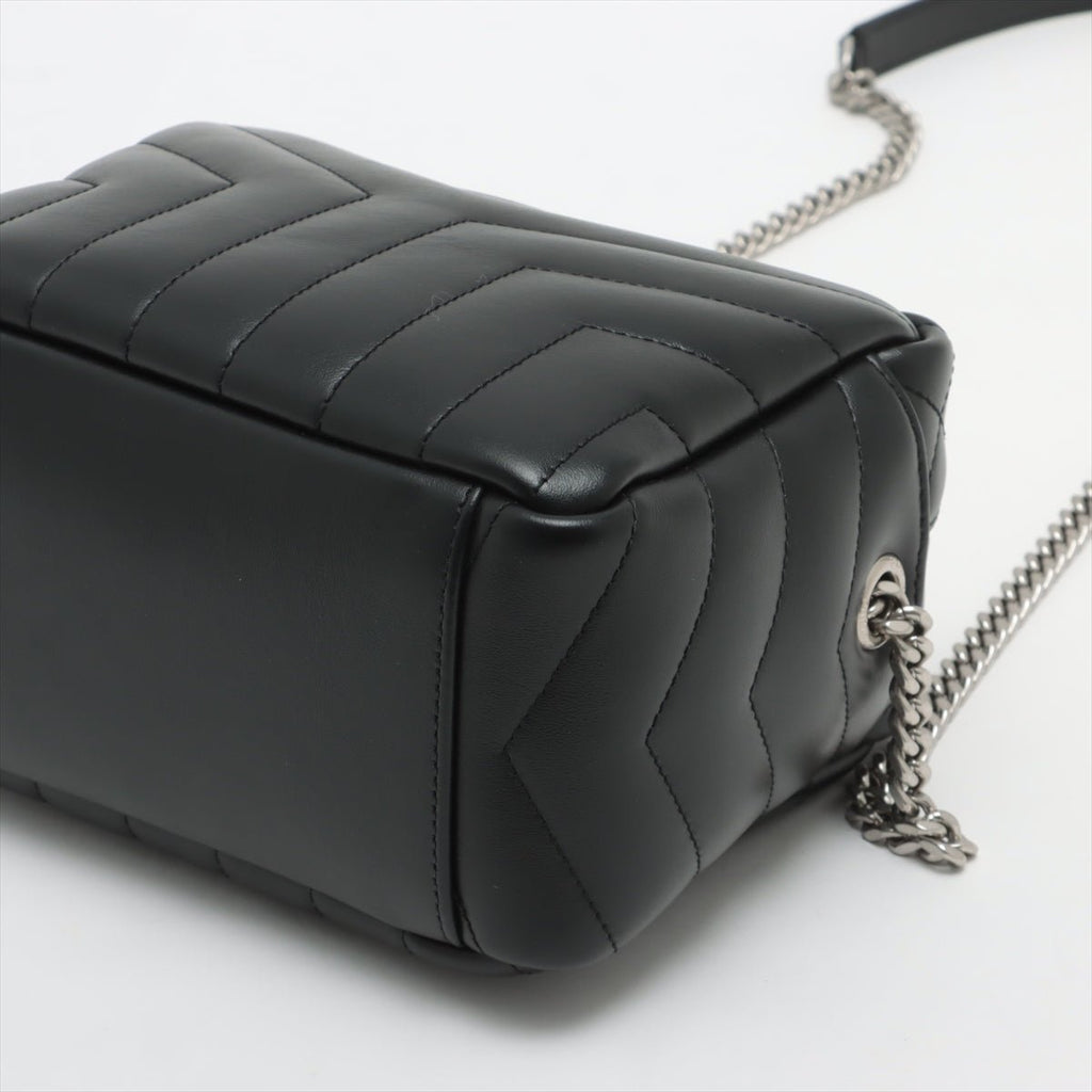 Chain Leather Black Bowler Bag