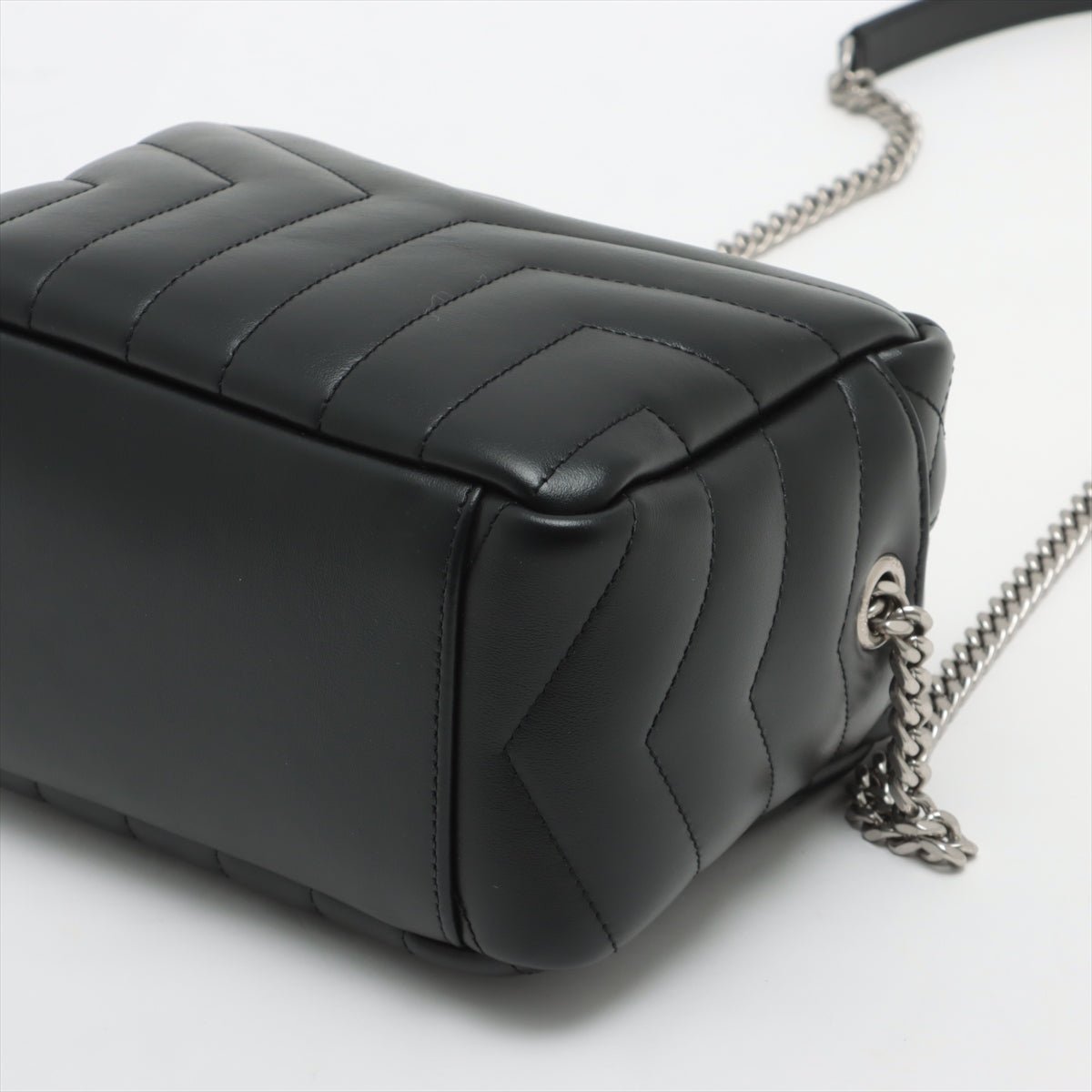 Chain Leather Black Bowler Bag